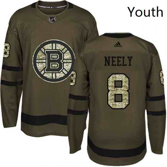 Youth Adidas Boston Bruins 8 Cam Neely Authentic Green Salute to Service NHL Jersey